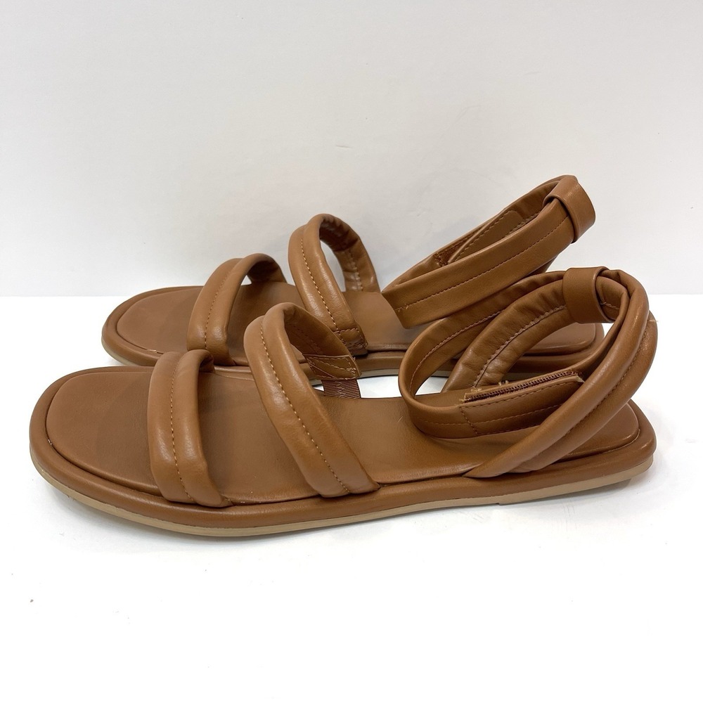 A New‎ Day Women's Brown Flat Sandal Ankle Strap Size 8.5